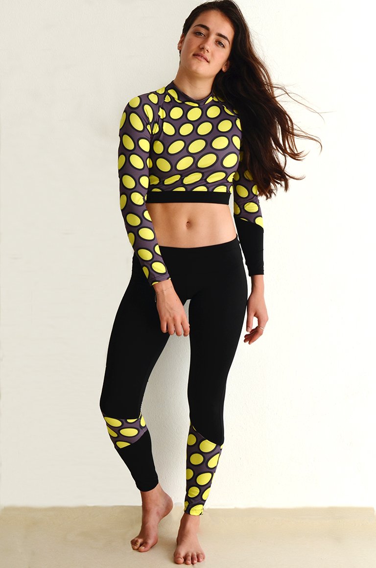 SET croptop & leggings - yellow bubble