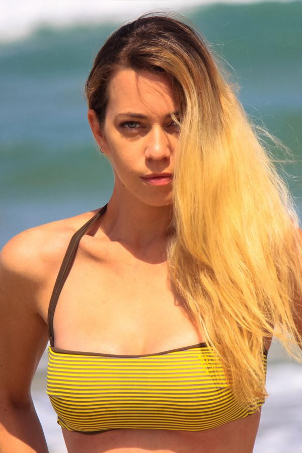 Amalfi Bandeau Top: Olive Stripe